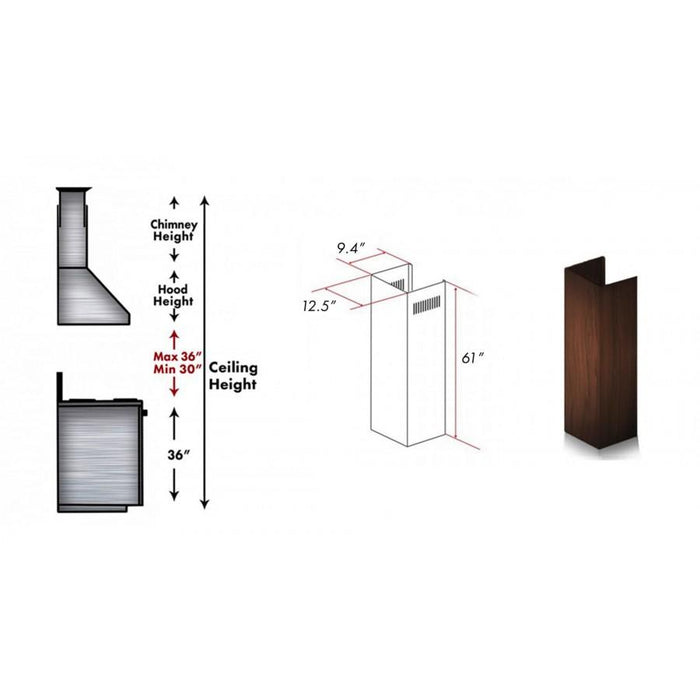 ZLINE 61" Wooden Chimney Extension for Ceilings up to 12.5', KBRR - E - Farmhouse Kitchen and Bath