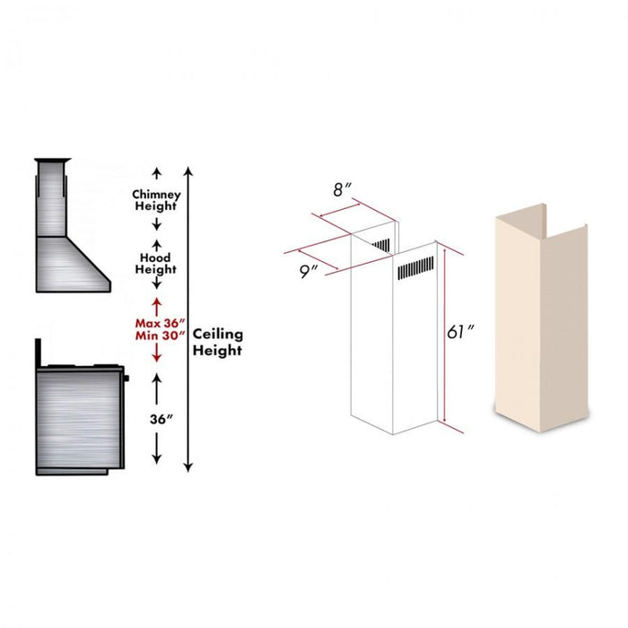 ZLINE 61" Wooden Chimney Extension for Ceilings up to 12.5', KBUF - E - Farmhouse Kitchen and Bath