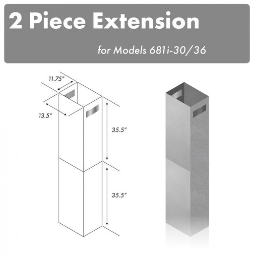 ZLINE 71" Extended Chimney, 2PCEXT - 681i - 30/36 - Farmhouse Kitchen and Bath