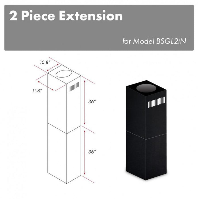 ZLINE 72" Chimney Extensions 10' to 12'Ceilings, Black Stainless, 2PCEXT - BSGL2iN - Farmhouse Kitchen and Bath