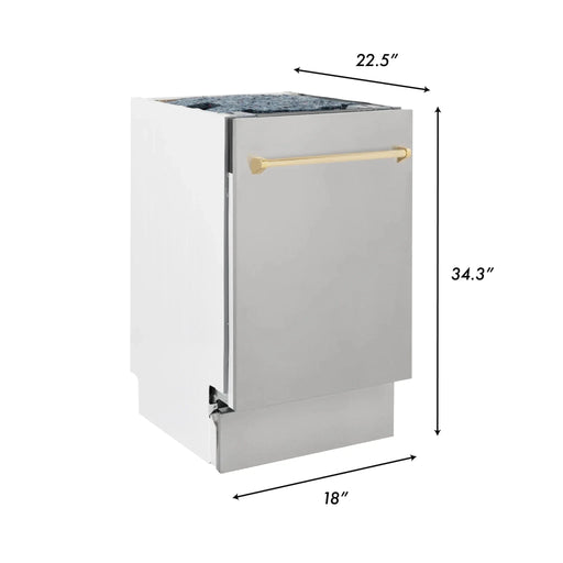 ZLINE Autograph 18" Dishwasher Stainless Door, Gold DWVZ - 304 - 18 - CB - Farmhouse Kitchen and Bath