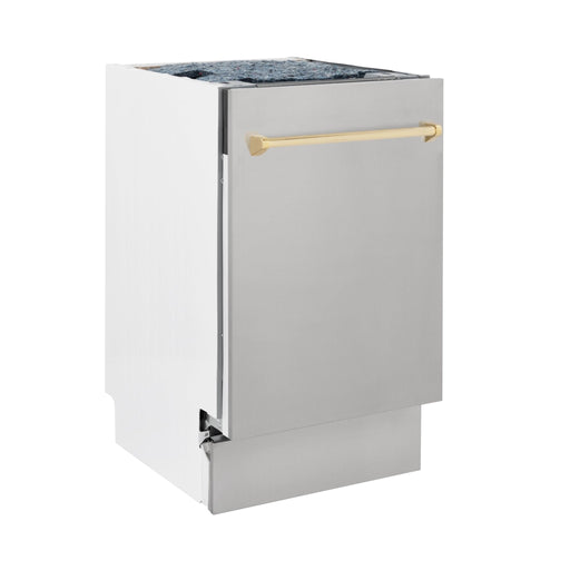 ZLINE Autograph 18" Dishwasher Stainless Door, Gold Handle DWVZ - 304 - 18 - G - Farmhouse Kitchen and Bath