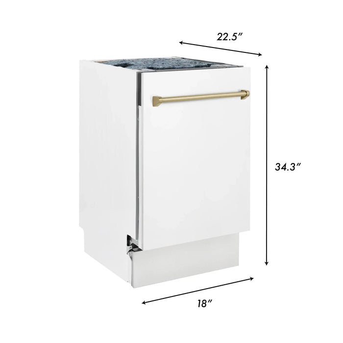 ZLINE Autograph 18" Dishwasher White Door, Bronze Handle DWVZ - WM - 18 - CB - Farmhouse Kitchen and Bath