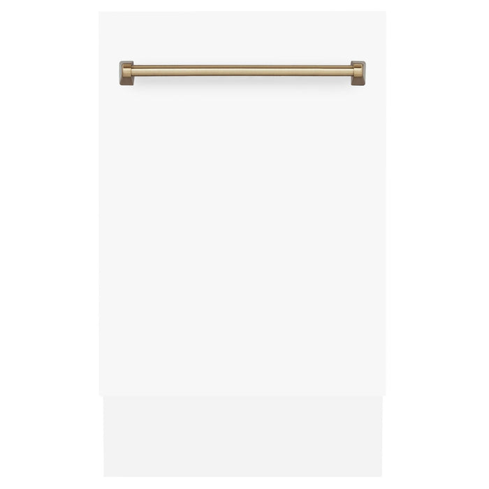 ZLINE Autograph 18" Dishwasher White Door, Bronze Handle DWVZ - WM - 18 - CB - Farmhouse Kitchen and Bath