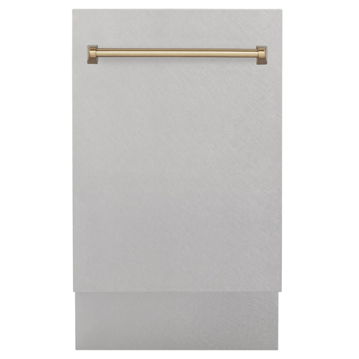 ZLINE Autograph 18" DuraSnow Dishwasher, Bronze Handle DWVZ - SN - 18 - CB - Farmhouse Kitchen and Bath