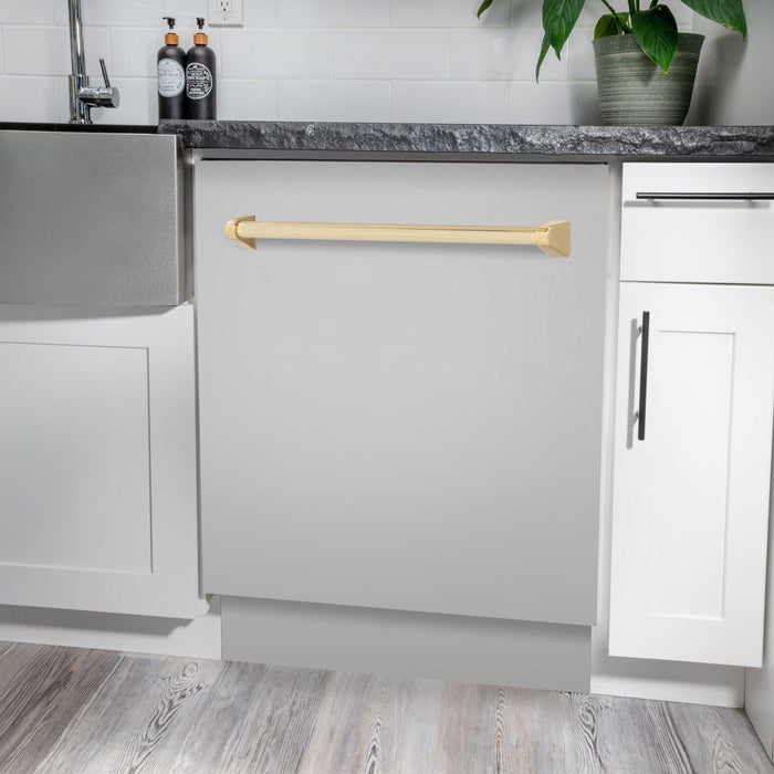ZLINE Autograph 24" Dishwasher Stainless Door, Gold Handle DWVZ - 304 - 24 - G - Farmhouse Kitchen and Bath