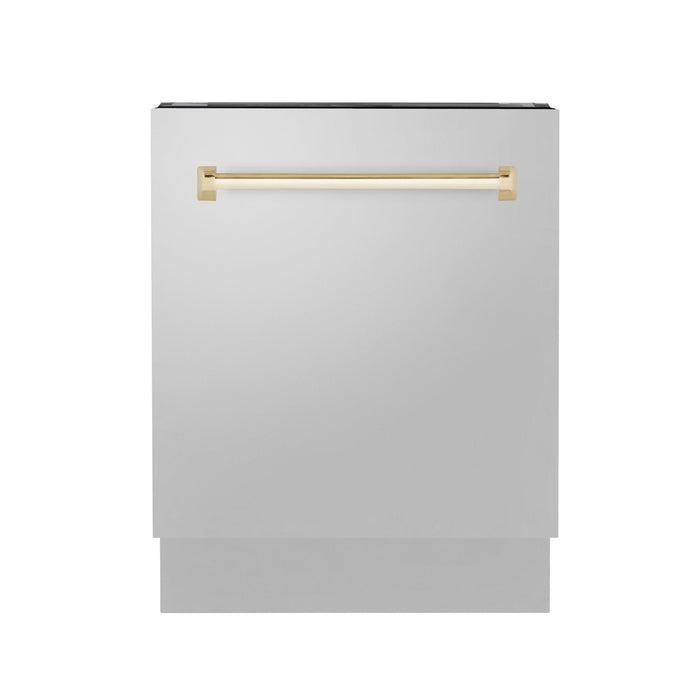 ZLINE Autograph 24" Dishwasher Stainless Door, Gold Handle DWVZ - 304 - 24 - G - Farmhouse Kitchen and Bath