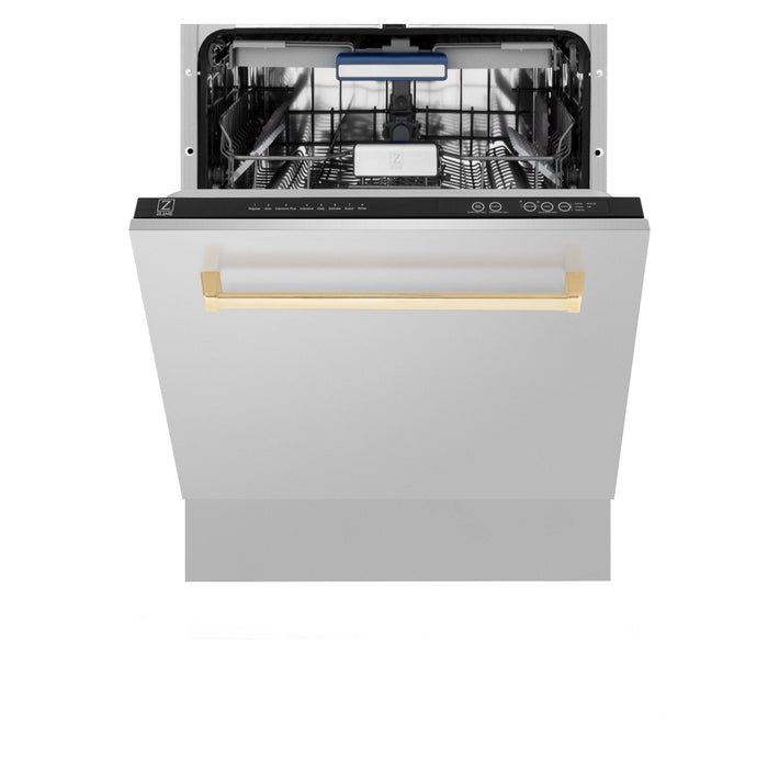 ZLINE Autograph 24" Dishwasher Stainless Door, Gold Handle DWVZ - 304 - 24 - G - Farmhouse Kitchen and Bath