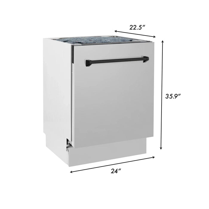 ZLINE Autograph 24" Dishwasher Stainless Door, Matte Black Handle DWVZ - 304 - 24 - MB - Farmhouse Kitchen and Bath