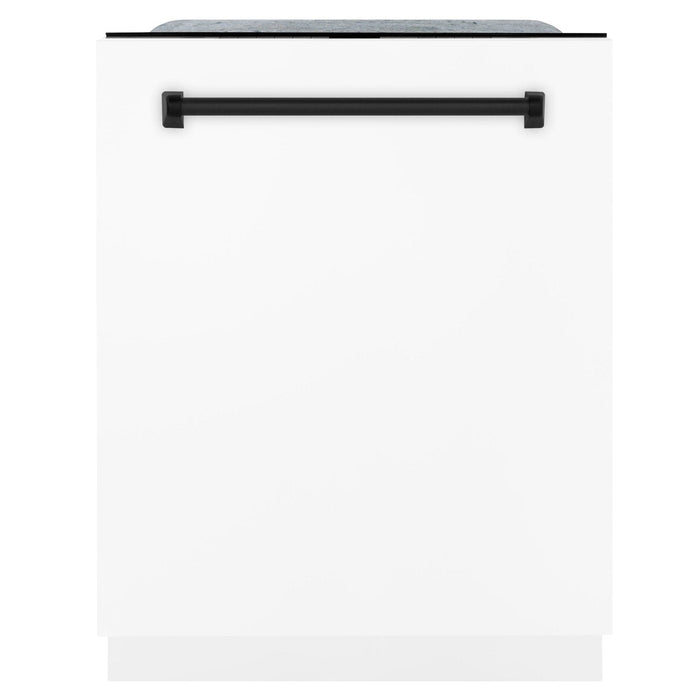 ZLINE Autograph 24" Dishwasher White Door, Black Handle DWMTZ - WM - 24 - MB - Farmhouse Kitchen and Bath