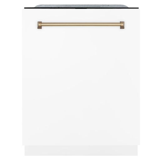 ZLINE Autograph 24" Dishwasher, White Door, Bronze DWMTZ - WM - 24 - CB - Farmhouse Kitchen and Bath