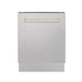 ZLINE Autograph 24" DuraSnow Dishwasher, Gold Handle DWVZ - SN - 24 - G - Farmhouse Kitchen and Bath