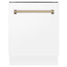 ZLINE Autograph 24" White Door Dishwasher, Bronze Handle DWVZ - WM - 24 - CB - Farmhouse Kitchen and Bath