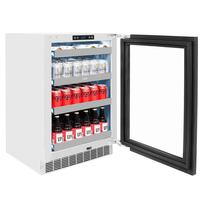 ZLINE Autograph Edition 24 in. Touchstone 151 Can Beverage Fridge With Panel Ready Glass Door And Champagne Bronze Handle RBSPOZ - 24 - CB - Farmhouse Kitchen and Bath