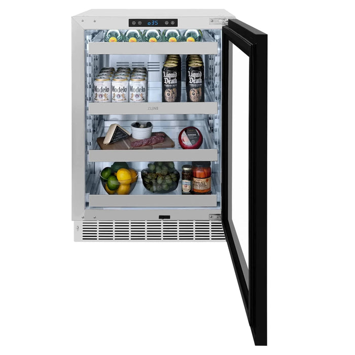 ZLINE Autograph Edition 24 in. Touchstone 151 Can Beverage Fridge With Panel Ready Glass Door And Champagne Bronze Handle RBSPOZ - 24 - CB - Farmhouse Kitchen and Bath