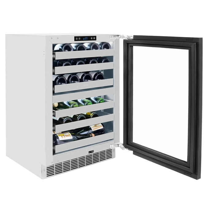 ZLINE Autograph Edition 24 in. Touchstone Dual Zone 44 Bottle Wine Cooler With Panel Ready Glass Door And Matte Black Handle RWDPOZ - 24 - MB - Farmhouse Kitchen and Bath