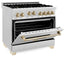 ZLINE Autograph Edition 36" Dual Fuel Range, Gold Accents, RAZ - 36 - G - Farmhouse Kitchen and Bath