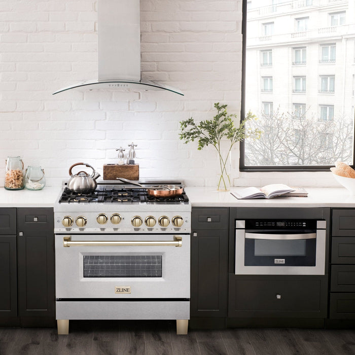 ZLINE Autograph Edition 36" Dual Fuel Range, Gold Accents, RAZ - 36 - G - Farmhouse Kitchen and Bath