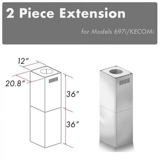 ZLINE Chimney Extension for 10' - 12' Ceiling, 2PCEXT - 697i/KECOMi - Farmhouse Kitchen and Bath