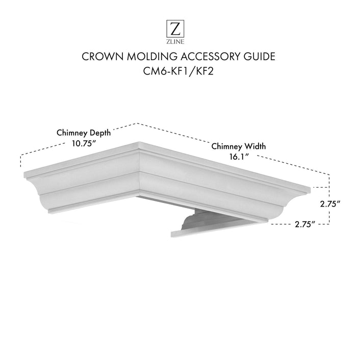 ZLINE Crown Molding 6, Wall Range Hood Stainless, CM6 - KF1/KF2 - Farmhouse Kitchen and Bath