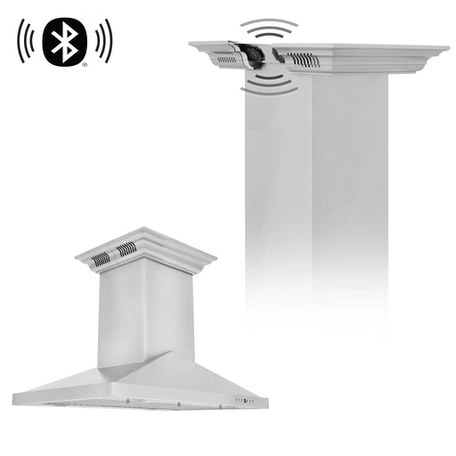 ZLINE Ducted Vent Island Mount Range Hood in Stainless Steel with Built - in ZLINE CrownSound Bluetooth Speakers GL1iCRN - BT - 30 - Farmhouse Kitchen and Bath