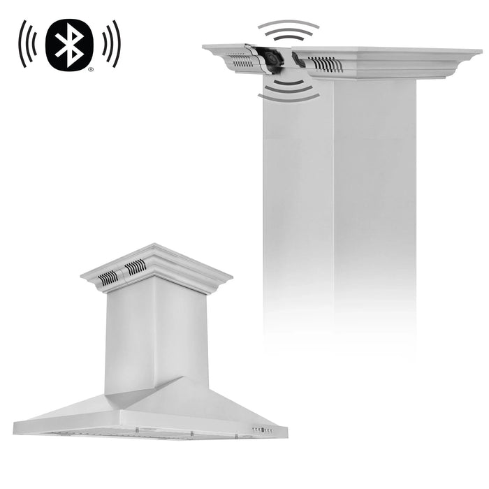 ZLINE Ducted Vent Island Mount Range Hood in Stainless Steel with Built - in ZLINE CrownSound Bluetooth Speakers GL1iCRN - BT - 30 - Farmhouse Kitchen and Bath