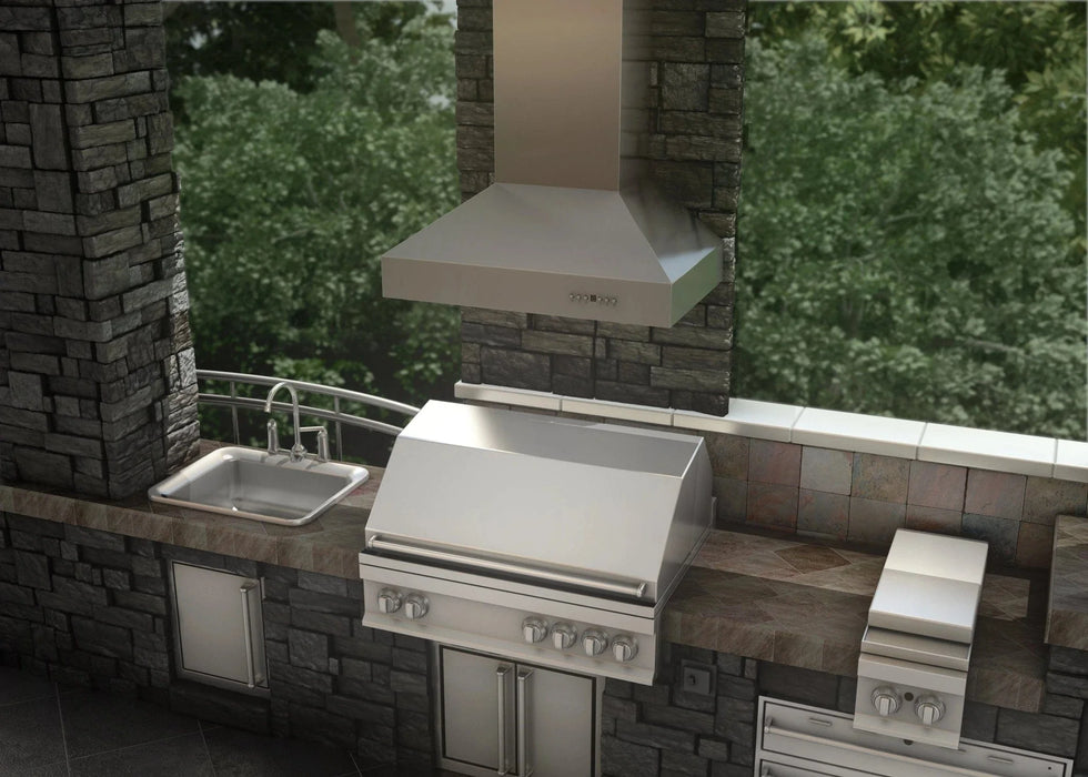 ZLINE Ducted Wall Mount Range Hood in Outdoor Approved Stainless Steel 697 - 304 - 30 - Farmhouse Kitchen and Bath