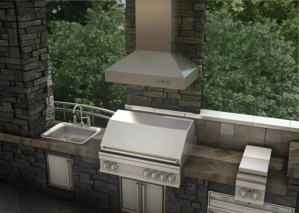 ZLINE Ducted Wall Mount Range Hood in Outdoor Approved Stainless Steel 697 - 304 - 48 - Farmhouse Kitchen and Bath