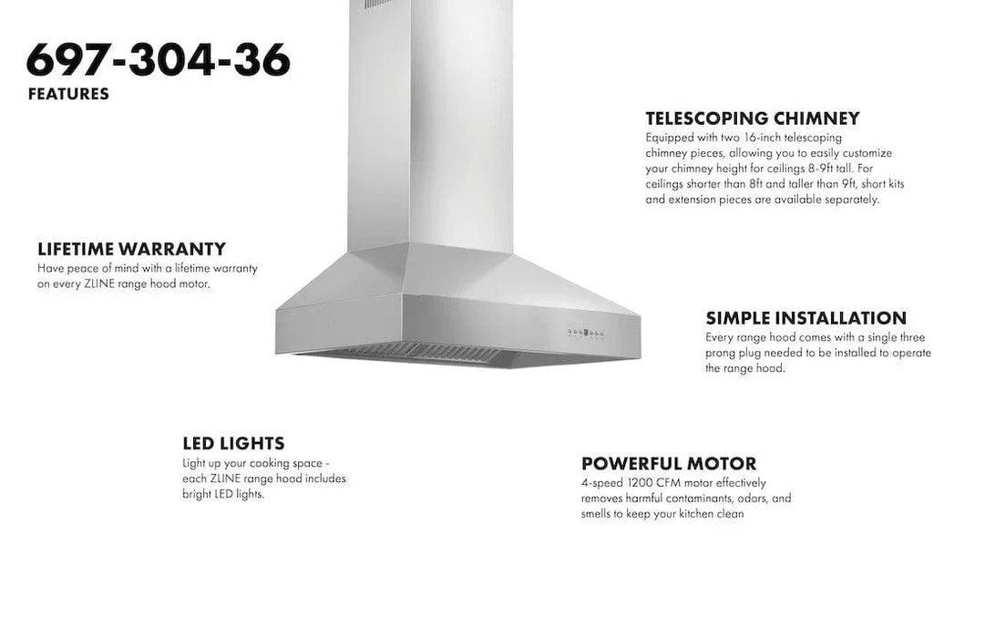 ZLINE Ducted Wall Mount Range Hood in Outdoor Approved Stainless Steel 697 - 304 - 60 - Farmhouse Kitchen and Bath
