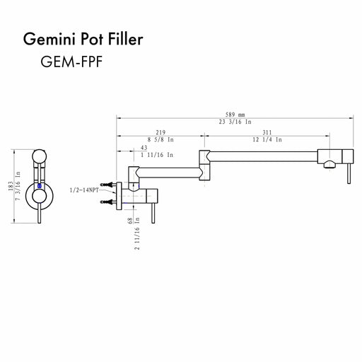 ZLINE Gemini Pot Filler GEM - FPF - CH - Farmhouse Kitchen and Bath