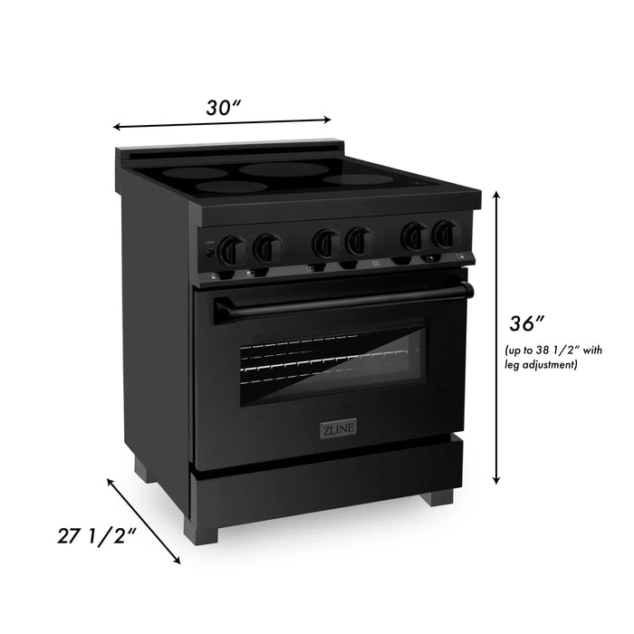 ZLINE Induction Range with a 4 Element Stove and Electric Oven in Black Stainless Steel RAIND - BS - 30 - Farmhouse Kitchen and Bath