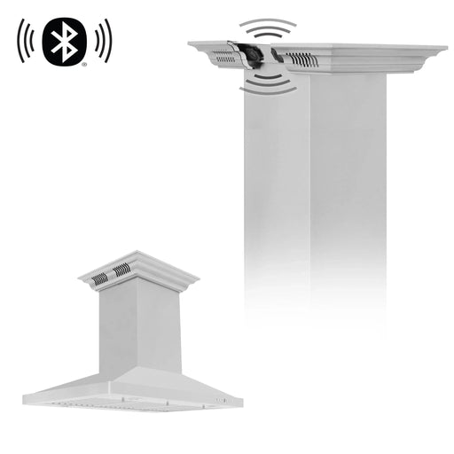 Zline Island Mount Range Hood in Stainless Steel with Built - in ZLINE CrownSound™ Bluetooth Speakers GL2iCRN - BT - 36 - Farmhouse Kitchen and Bath