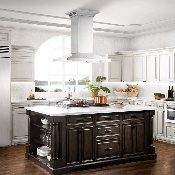 Zline Island Mount Range Hood in Stainless Steel with Built - in ZLINE CrownSound™ Bluetooth Speakers GL2iCRN - BT - 42 - Farmhouse Kitchen and Bath