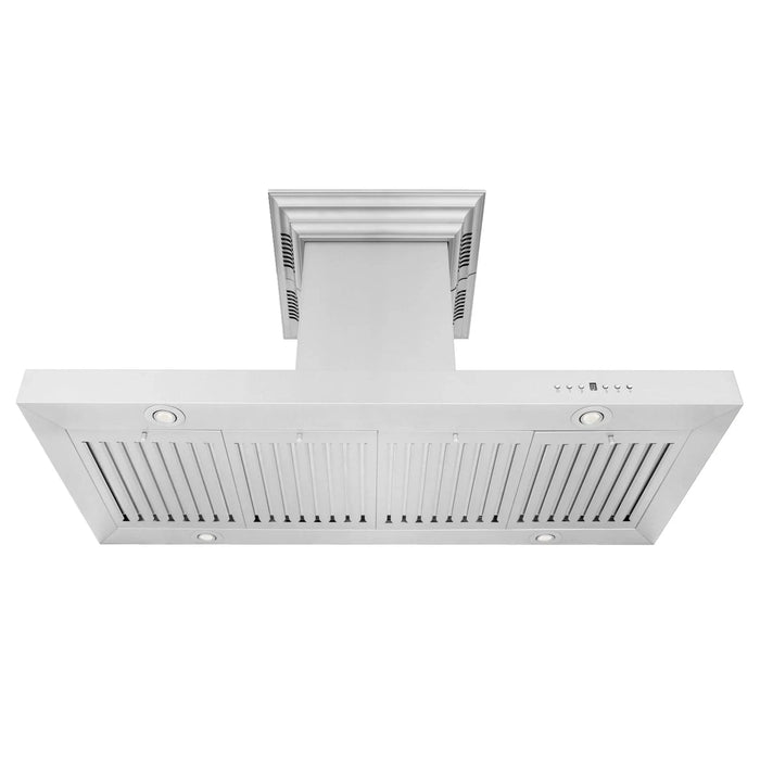 Zline Island Mount Range Hood in Stainless Steel with Built - in ZLINE CrownSound™ Bluetooth Speakers KE2iCRN - BT - 36 - Farmhouse Kitchen and Bath