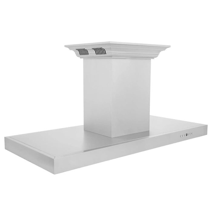 Zline Island Mount Range Hood in Stainless Steel with Built - in ZLINE CrownSound™ Bluetooth Speakers KE2iCRN - BT - 48 - Farmhouse Kitchen and Bath
