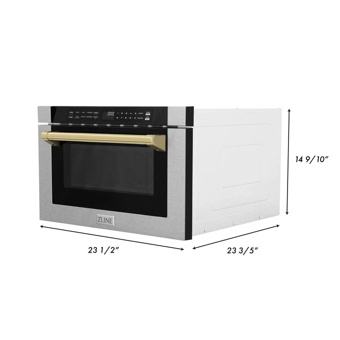ZLine Microwave Drawer, DuraSnow and Gold MWDZ - 1 - SS - H - G - Farmhouse Kitchen and Bath