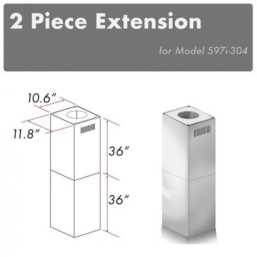 ZLINE Outdoor Chimney Extension for 10' - 12' Ceiling, 2PCEXT - 597i - 304 - Farmhouse Kitchen and Bath