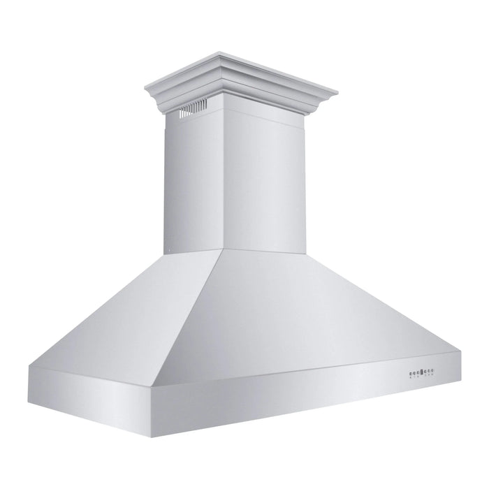 ZLINE Professional Convertible Vent Wall Mount Range Hood in Stainless Steel with Crown Molding 667CRN - 42 - Farmhouse Kitchen and Bath