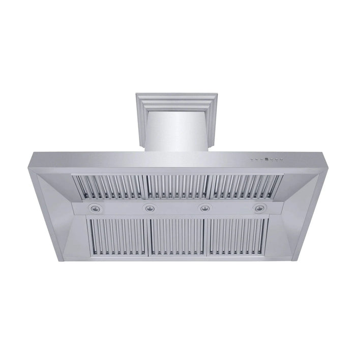 ZLINE Professional Convertible Vent Wall Mount Range Hood in Stainless Steel with Crown Molding 667CRN - 48 - Farmhouse Kitchen and Bath