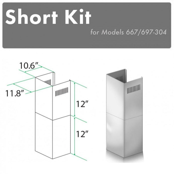ZLINE Short Kit for 8' Ceilings - Outdoor Wall, SK - 667/697 - 304 - Farmhouse Kitchen and Bath